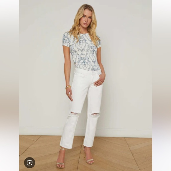 L’agence White Nevia Distressed Slouchy Straight-Leg Jeans size 28 - Picture 5 of 13